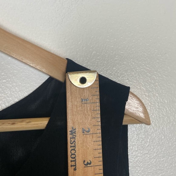 LB Collection Women's Tunic Top Sz 24 Blue & Black Pleated Jewel Mesh & Chiffon - Picture 8 of 10